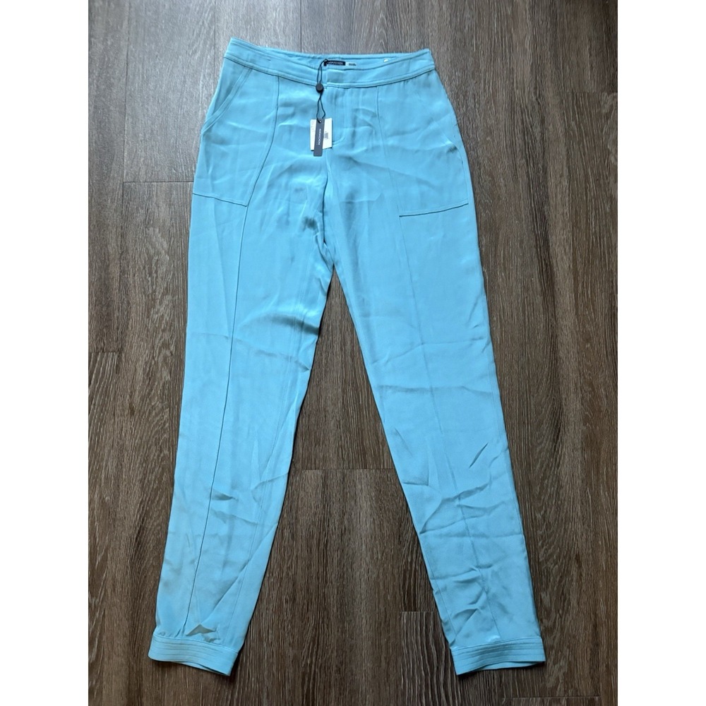 Magaschoni Collection 0 blue 100% Silk Slinky High Waist Jogger Cargo Pants